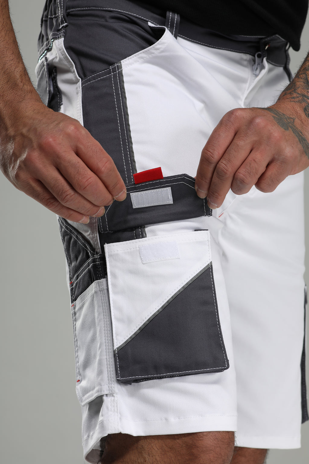 Stretch Work Pants Short White/Gray