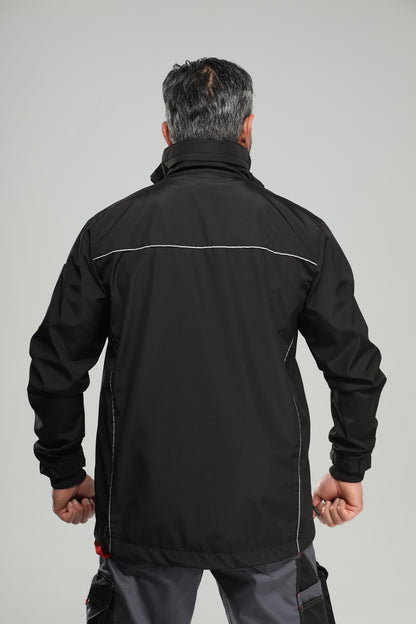 Regenjacke schwarz mit Reflexbiesen